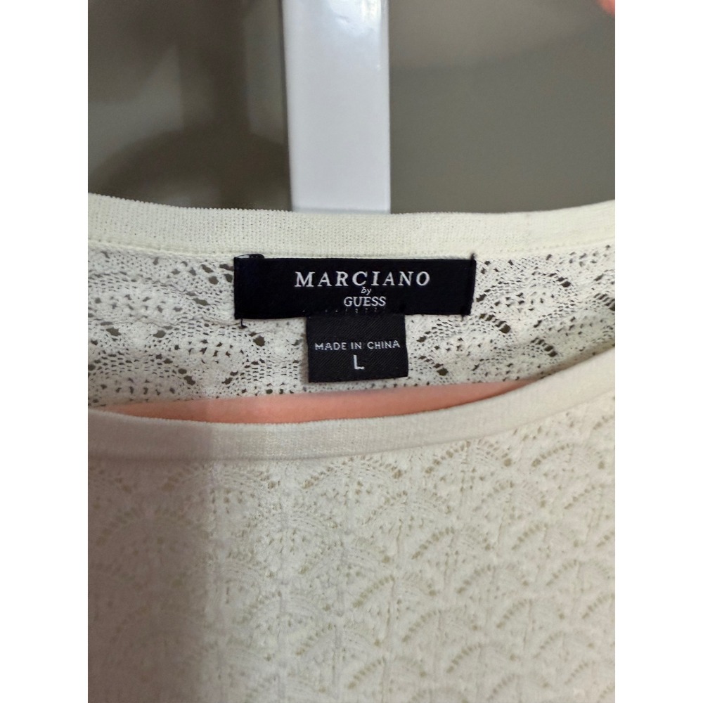 Marciano by GUESS Cream Textured Lace Knit Crop Sweater L NWT $280 - Picture 5 of 8